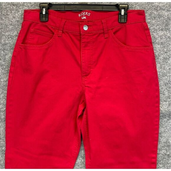 RIDERS by LEE Jeans Women's Size 14P Red Straight Leg Stretch High-Rise Denim - Picture 2 of 14